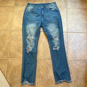 Shein Medium Wash Ripped Jeans